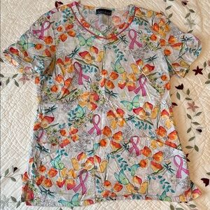 Cherokee Multicolor Floral Short Sleeve Top